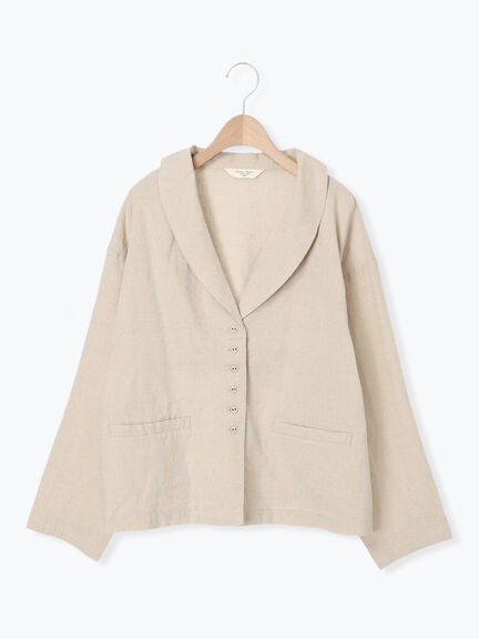 【Cross×Linen】ショールカラージャケット（チャコールグレー/ブラック/ベージュ/キナリ）｜Samansa Mos2（サマンサ モスモス）通販