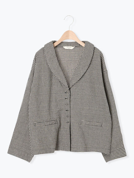 【Cross×Linen】ショールカラージャケット（チャコールグレー/ブラック/ベージュ/キナリ）｜Samansa Mos2（サマンサ モスモス）通販