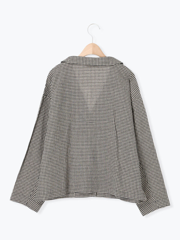 Cross×Linen】ショールカラージャケット（チャコールグレー