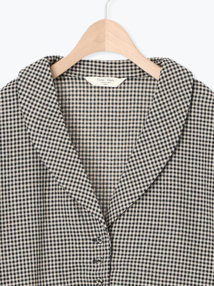 【Cross×Linen】ショールカラージャケット（チャコールグレー/ブラック/ベージュ/キナリ）｜Samansa Mos2（サマンサ モスモス）通販