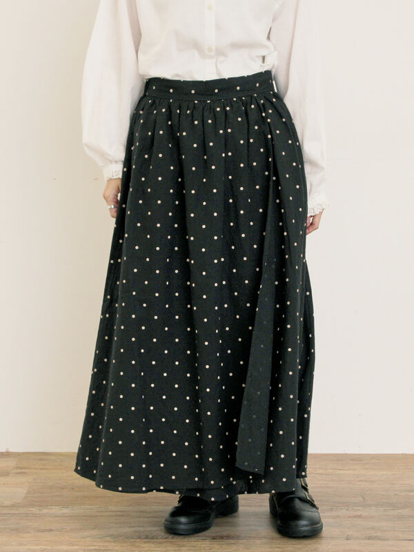 【Cross×Linen】ラップ風スカート（チャコールグレー/ブラック/ベージュ/キナリ）｜Samansa Mos2（サマンサ モスモス）通販