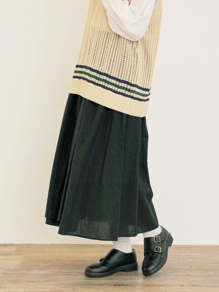 【Cross×Linen】ラップ風スカート（チャコールグレー/ブラック/ベージュ/キナリ）｜Samansa Mos2（サマンサ モスモス）通販