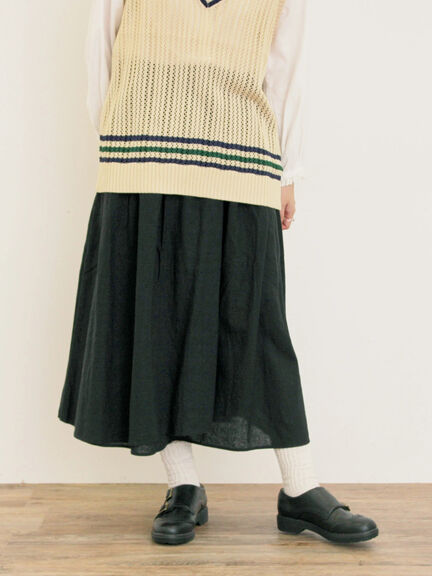【Cross×Linen】ラップ風スカート（チャコールグレー/ブラック/ベージュ/キナリ）｜Samansa Mos2（サマンサ モスモス）通販