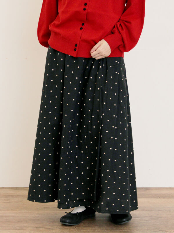 セール】 【Cross×Linen】ラップ風スカート（チャコールグレー