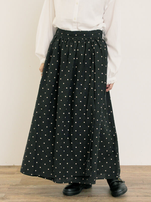 セール】 【Cross×Linen】ラップ風スカート（チャコールグレー