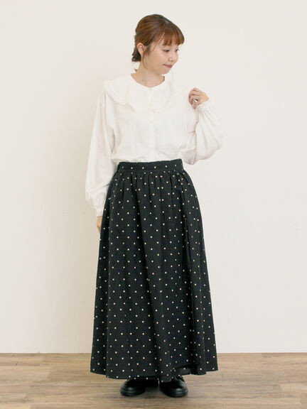【Cross×Linen】ラップ風スカート（チャコールグレー/ブラック/ベージュ/キナリ）｜Samansa Mos2（サマンサ モスモス）通販