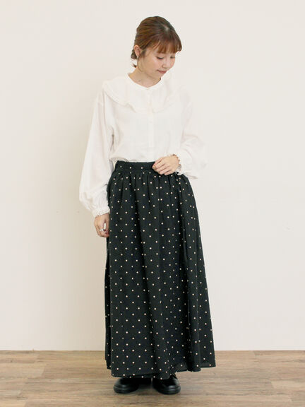 【Cross×Linen】ラップ風スカート（チャコールグレー/ブラック/ベージュ/キナリ）｜Samansa Mos2（サマンサ モスモス）通販