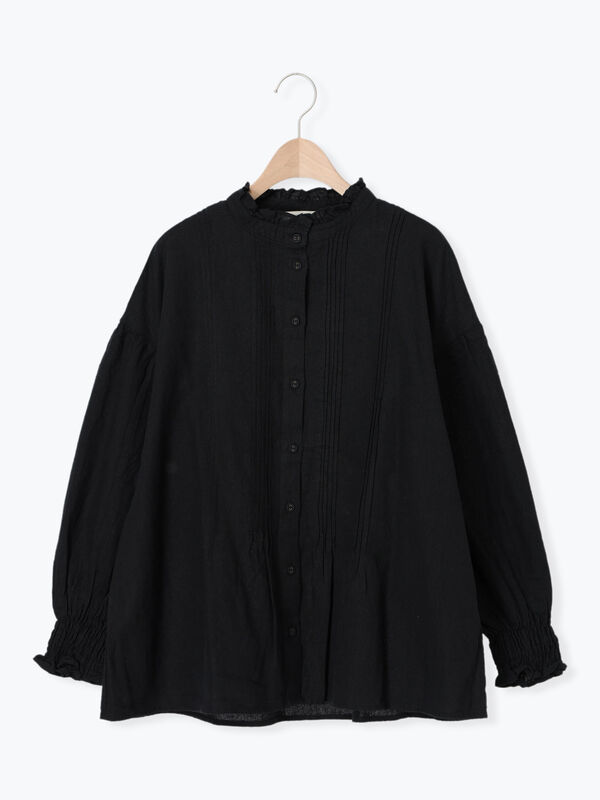 【Cross×Linen】ピンタックブラウス（ブラック）｜Samansa Mos2（サマンサ モスモス）通販