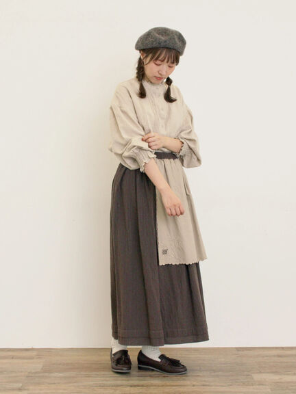 【Cross×Linen】ピンタックブラウス（オフホワイト/ブラック/ボルドー/ベージュ/ブルー/キナリ）｜Samansa Mos2（サマンサ モスモス）通販
