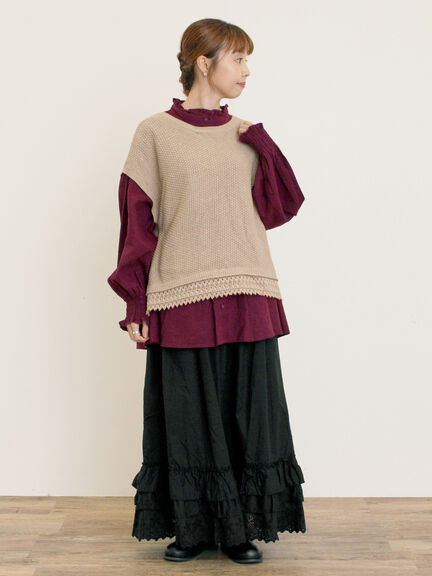 【Cross×Linen】ピンタックブラウス（オフホワイト/ブラック/ボルドー/ベージュ/ブルー/キナリ）｜Samansa Mos2（サマンサ モスモス）通販