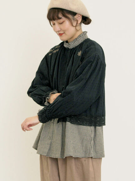 【Cross×Linen】ピンタックブラウス（オフホワイト/ブラック/ボルドー/ベージュ/ブルー/キナリ）｜Samansa Mos2（サマンサ モスモス）通販