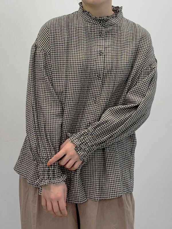 セール】 【Cross×Linen】ピンタックブラウス（オフホワイト/ブラック