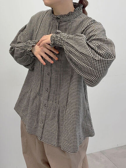 【Cross×Linen】ピンタックブラウス（オフホワイト/ブラック/ボルドー/ベージュ/ブルー/キナリ）｜Samansa Mos2（サマンサ モスモス）通販