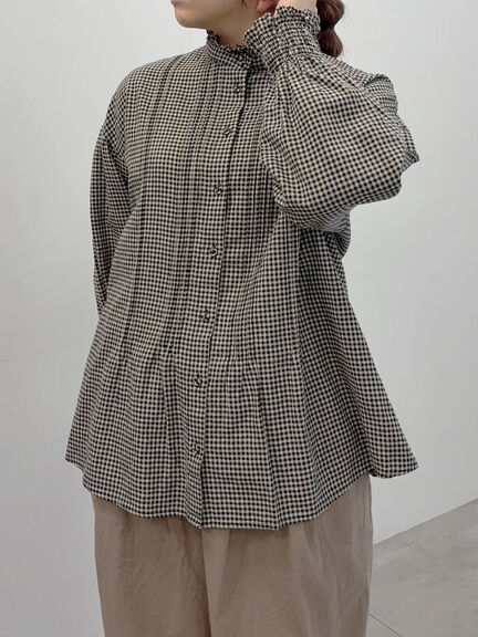 【Cross×Linen】ピンタックブラウス（オフホワイト/ブラック/ボルドー/ベージュ/ブルー/キナリ）｜Samansa Mos2（サマンサ モスモス）通販