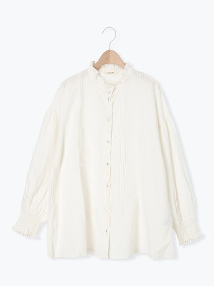 【Cross×Linen】ピンタックブラウス（オフホワイト/ブラック/ボルドー/ベージュ/ブルー/キナリ）｜Samansa Mos2（サマンサ モスモス）通販
