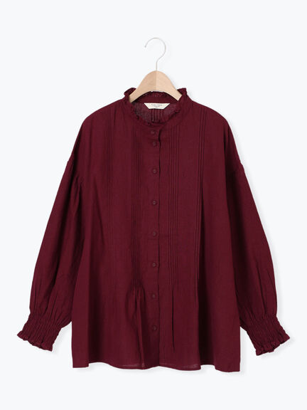【Cross×Linen】ピンタックブラウス（オフホワイト/ブラック/ボルドー/ベージュ/ブルー/キナリ）｜Samansa Mos2（サマンサ モスモス）通販