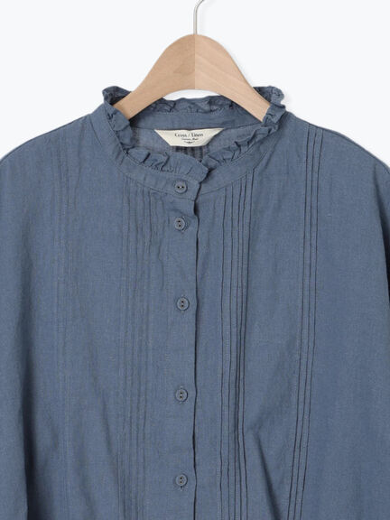 【Cross×Linen】ピンタックブラウス（オフホワイト/ブラック/ボルドー/ベージュ/ブルー/キナリ）｜Samansa Mos2（サマンサ モスモス）通販