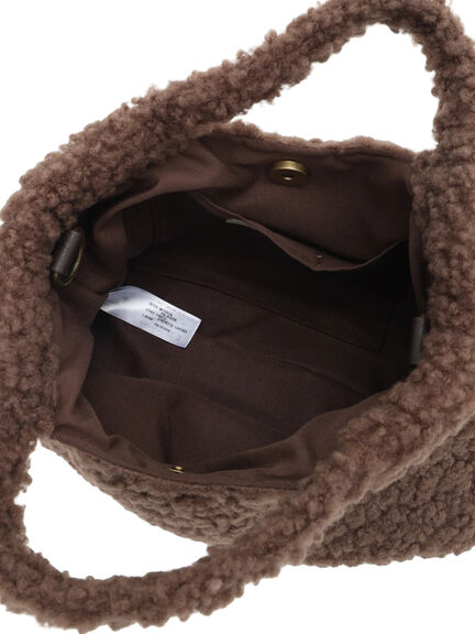 【2WAY】ロゴ刺繍ボアショルダーバッグ（ベージュ/ダークブラウン）｜Samansa Mos2（サマンサ モスモス）通販