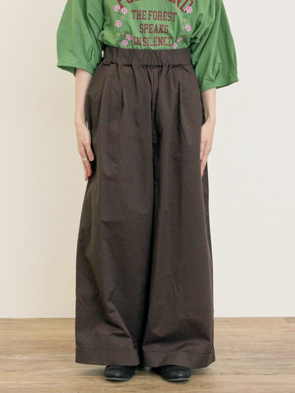 セール】 ツイル裾ダブルワイドパンツ（チャコールグレー/ベージュ