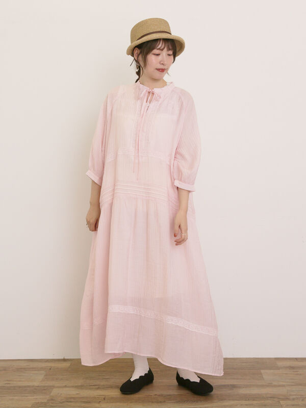 セール】 【S/Mサイズ】◎レース切替ワンピース（オフホワイト