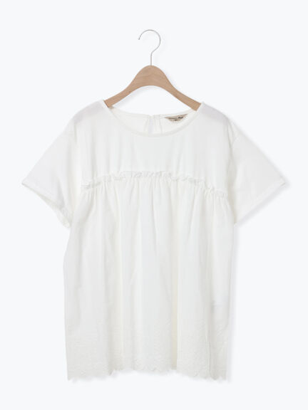 ◎コットンレースドッキングTシャツ（オフホワイト/チャコールグレー/ブルー）｜Samansa Mos2（サマンサ モスモス）通販