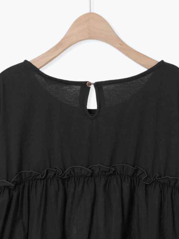 poppy コットンレースドッキングTシャツ セール】 ◎コットンレースドッキングTシャツ（オフホワイト