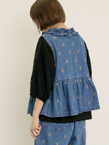 刺繍デニムベスト（ブラック/ブルー/ネイビー）｜Samansa Mos2（サマンサ モスモス）通販