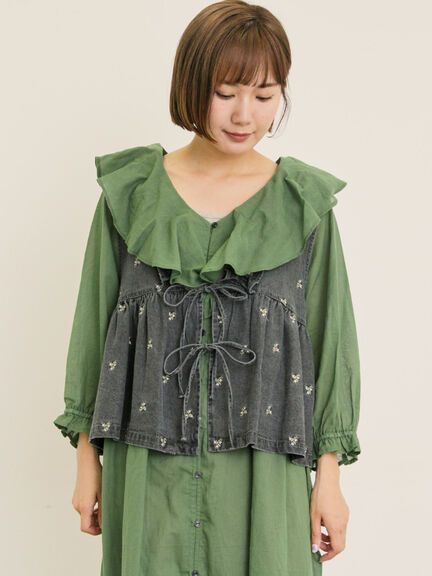 刺繍デニムベスト（ブラック/ブルー/ネイビー）｜Samansa Mos2（サマンサ モスモス）通販