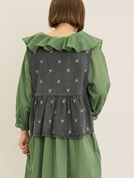 刺繍デニムベスト（ブラック/ブルー/ネイビー）｜Samansa Mos2（サマンサ モスモス）通販