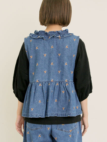 刺繍デニムベスト（ブラック/ブルー/ネイビー）｜Samansa Mos2（サマンサ モスモス）通販