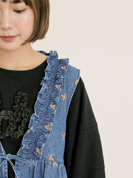 刺繍デニムベスト（ブラック/ブルー/ネイビー）｜Samansa Mos2（サマンサ モスモス）通販