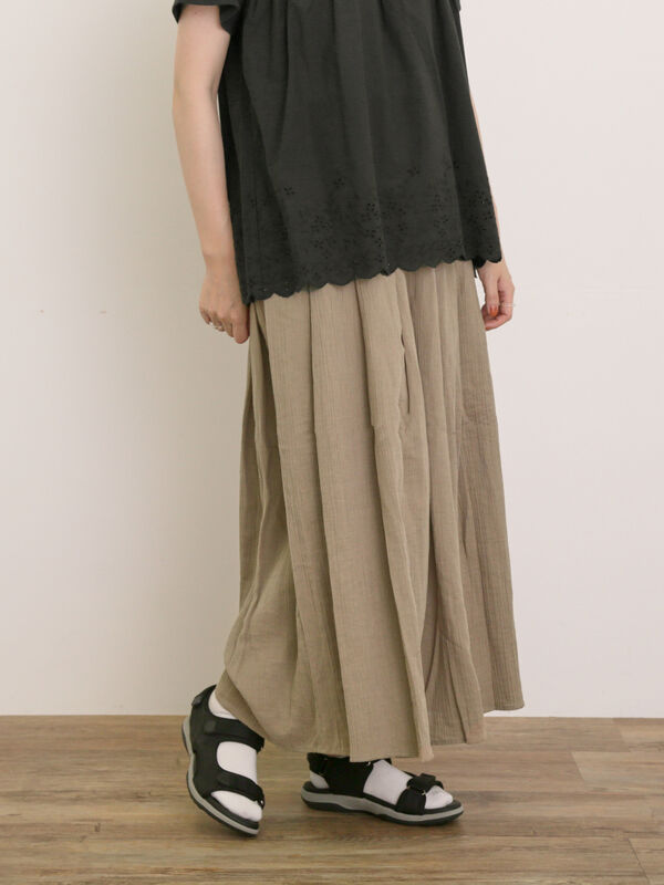 セール】 【M/Lサイズ】◎楊柳ガウチョパンツ（ブラック