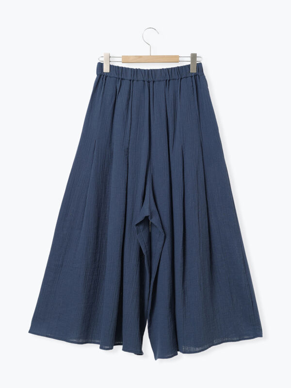 ネイビー ガウチョパンツ ガウチョパンツ/ネイビー/絡み織ストライプ