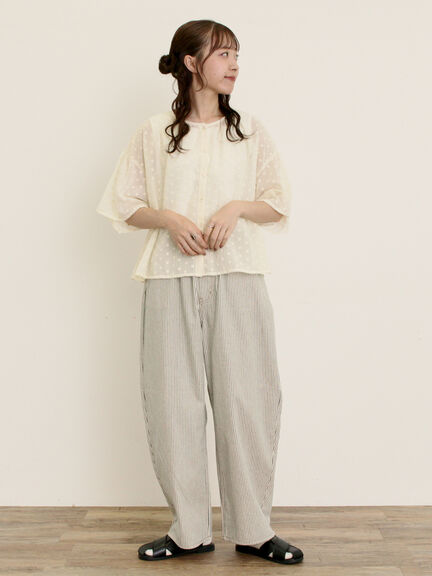 【S/M/Lサイズ】刺繍デニム/ヒッコリーカーブパンツ（オフホワイト/ブラック/ブルー/ネイビー）｜Samansa Mos2（サマンサ モスモス）通販