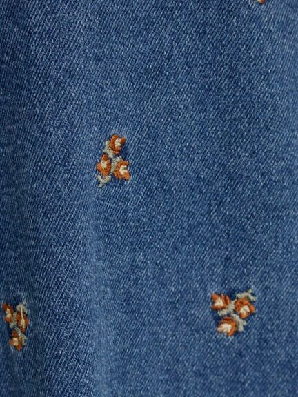 【S/M/Lサイズ】刺繍デニム/ヒッコリーカーブパンツ（オフホワイト/ブラック/ブルー/ネイビー）｜Samansa Mos2（サマンサ モスモス）通販