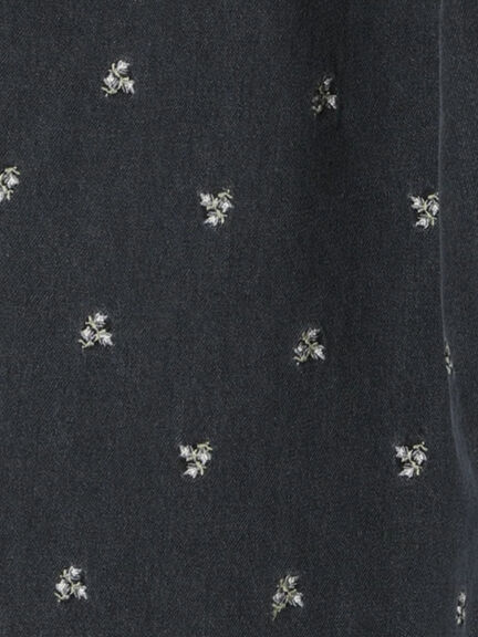 【S/M/Lサイズ】刺繍デニム/ヒッコリーカーブパンツ（オフホワイト/ブラック/ブルー/ネイビー）｜Samansa Mos2（サマンサ モスモス）通販