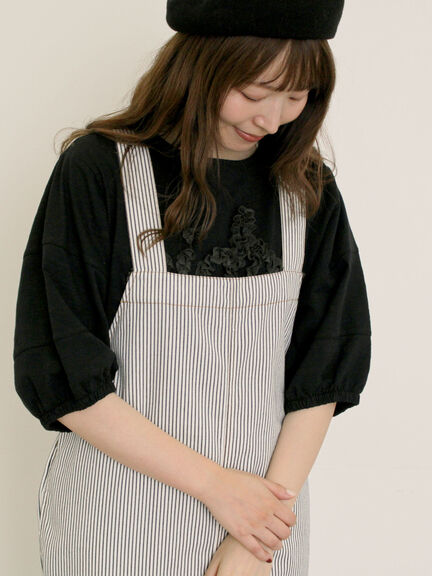 刺繍デニム/ヒッコリーサロペットパンツ（オフホワイト/ブラック/ブルー/ネイビー）｜Samansa Mos2（サマンサ モスモス）通販
