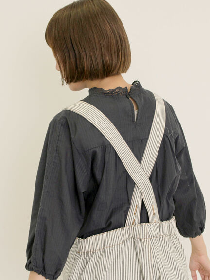 刺繍デニム/ヒッコリーサロペットパンツ（オフホワイト/ブラック/ブルー/ネイビー）｜Samansa Mos2（サマンサ モスモス）通販