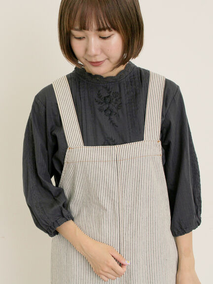 刺繍デニム/ヒッコリーサロペットパンツ（オフホワイト/ブラック/ブルー/ネイビー）｜Samansa Mos2（サマンサ モスモス）通販