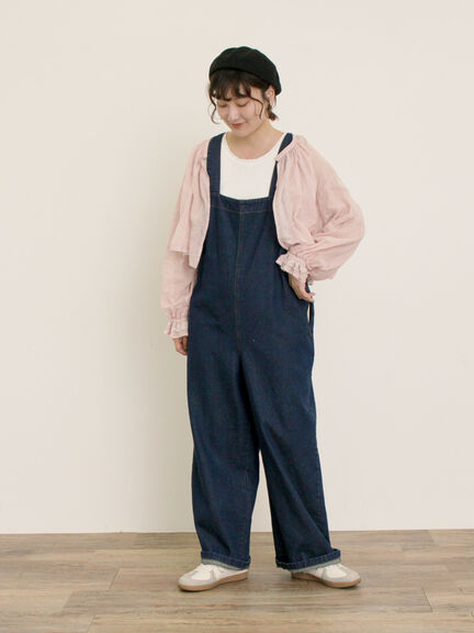 刺繍デニム/ヒッコリーサロペットパンツ（オフホワイト/ブラック/ブルー/ネイビー）｜Samansa Mos2（サマンサ モスモス）通販