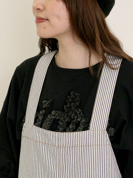 刺繍デニム/ヒッコリーサロペットパンツ（オフホワイト/ブラック/ブルー/ネイビー）｜Samansa Mos2（サマンサ モスモス）通販