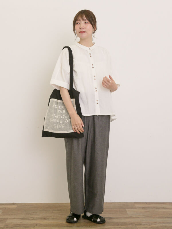 セール】 ◎ちび襟並び釦ワイドシャツ（オフホワイト/ブラック/ブルー