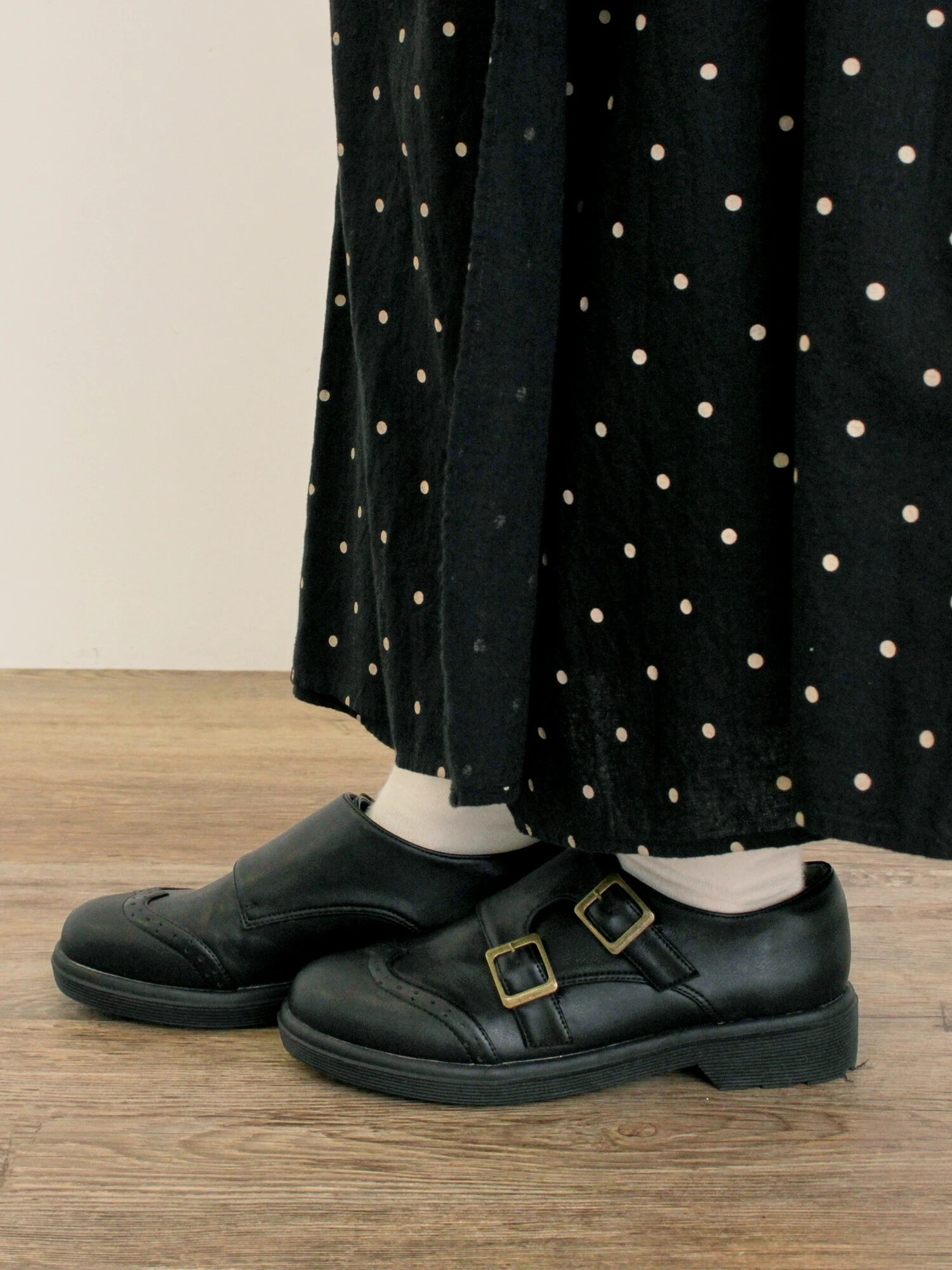 WH ブラック ダブルモンクストラップ　サイズ8 ダブルモンクストラップ ブラックボックスカーフ