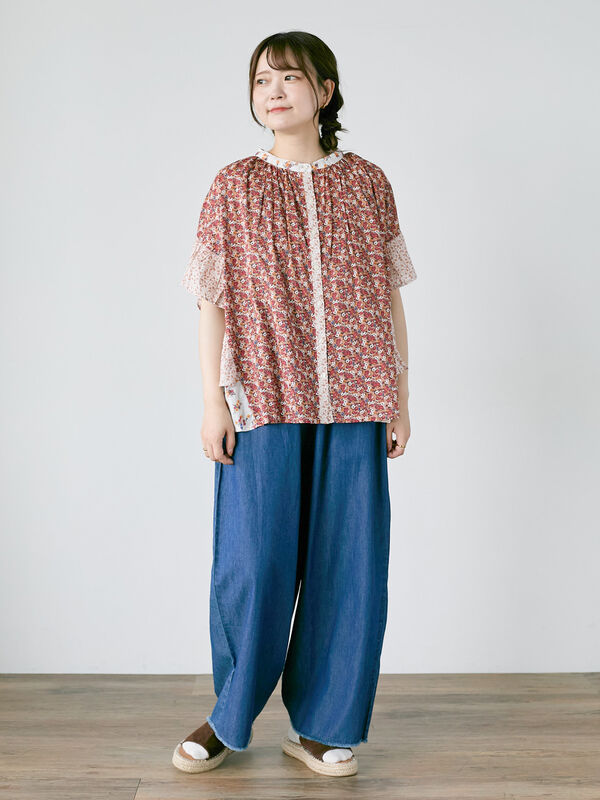 SM2　サマンサモスモス 　イージーデニムパンツF/美品 セール M⁄Lサイズインドデニムイージーパンツ（グレー⁄ブルー