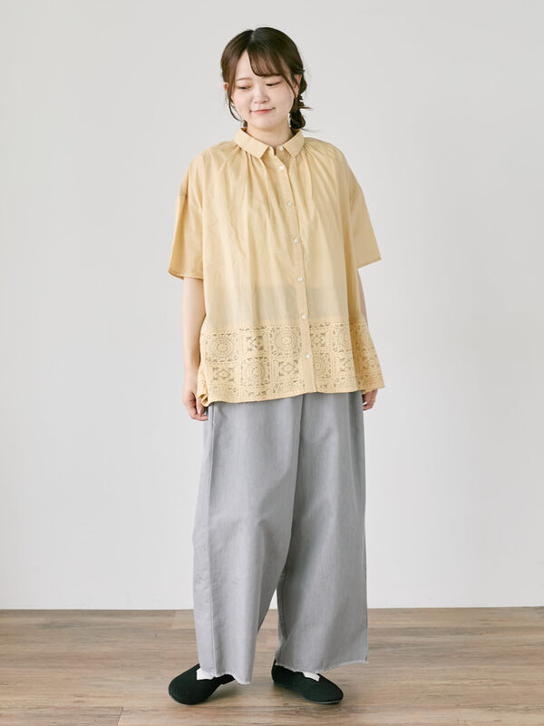 総合ページ▽マンモスさん セール】 【M/Lサイズ】インドデニムイージーパンツ（グレー/ブルー