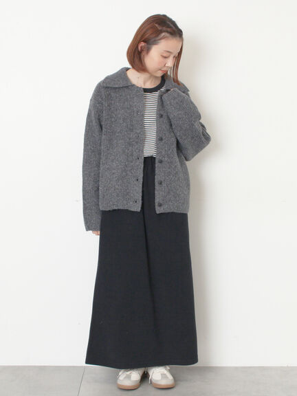 襟付ニットカーディガン（オフホワイト/チャコールグレー/ベージュ/サックスブルー）｜Samansa Mos2（サマンサ モスモス）通販