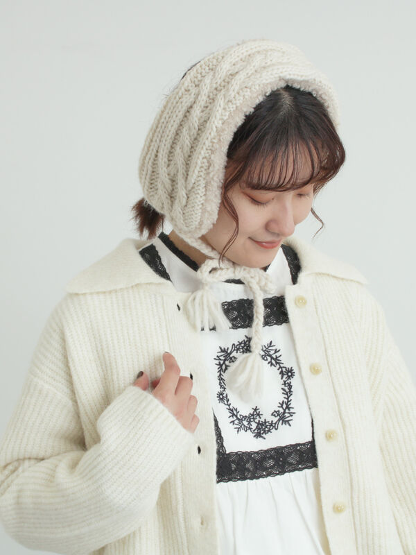 4791【新品タグ付き】45R　スビン天竺カシュクール カーディガン　グレー Kurukuru ribbon rib knit cardigan (gray)