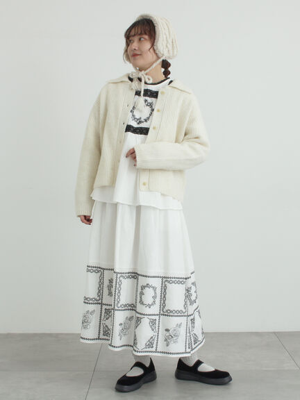 襟付ニットカーディガン（オフホワイト/チャコールグレー/ベージュ/サックスブルー）｜Samansa Mos2（サマンサ モスモス）通販