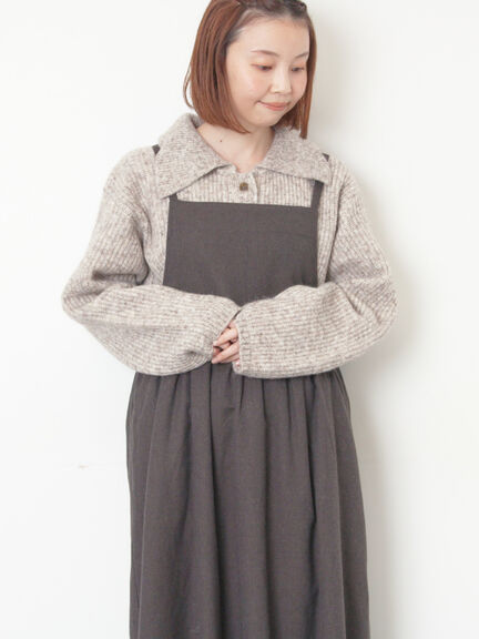 襟付ニットカーディガン（オフホワイト/チャコールグレー/ベージュ/サックスブルー）｜Samansa Mos2（サマンサ モスモス）通販