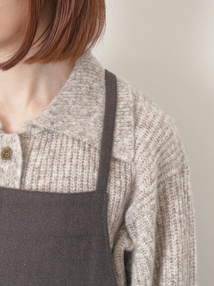 襟付ニットカーディガン（オフホワイト/チャコールグレー/ベージュ/サックスブルー）｜Samansa Mos2（サマンサ モスモス）通販